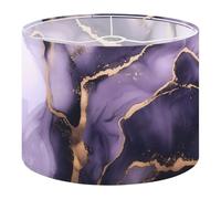 Drum Lamp Shade Large Lampshade Purple Marble Gold Stripes Alcohol Ink Luxury Violet Black Watercolor for Floor Lamps Table Lamps Pendant Light Linen Lampshades Replacement Bedside Light Shades