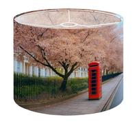 Drum Lamp Shade Large Lampshade red Telephone Booth Street London Under Blossoming Trees for Floor Lamps Table Lamps Pendant Light Linen Lampshades Replacement Bedside Light Shades