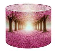 Drum Lamp Shade Large Lampshade Romantic Tunnel Pink Flower Trees Blossom Blooming Spring for Floor Lamps Table Lamps Pendant Light Linen Lampshades Replacement Bedside Light Shades