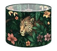 Drum Lamp Shade Large Lampshade Seamless Jungle Leopards Tropical Leaves Flowers for Floor Lamps Table Lamps Pendant Light Linen Lampshades Replacement Bedside Light Shades