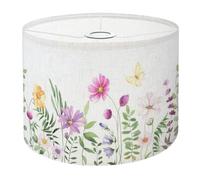 Drum Lamp Shade Large Lampshade Wildflowers Green Wild Plants Flying Butterfly Floral Seamless for Floor Lamps Table Lamps Pendant Light Linen Lampshades Replacement Bedside Light Shades