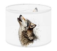 Drum Lamp Shade Large Lampshade Wolf Howls Sketchy Graphical Color Portrait Wolf Head for Floor Lamps Table Lamps Pendant Light Linen Lampshades Replacement Bedside Light Shades