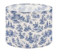 Drum Lamp Shades Blue Floral Toile Design Rural 13"x13"x10" Medium Lampshade DIY Replacement Lamp Shade for Table Lamps Floor Lamps Required Assembly
