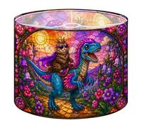 Drum Lamp Shades Cat Riding Blue Dinosaur 13"x13"x10" Medium Lampshade DIY Replacement Lamp Shade for Table Lamps Floor Lamps Required Assembly