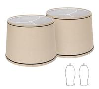 Drum Lighting Lampshades Set, Medium Fabric Beige Linen 11.6" Top x 12.6" Bottom x 9.8" High Spider Fitter, Replacement Lampshades for Table & Floor Lamps, Assembly Required