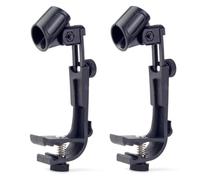 Drum Microphone Holder for Drum Microphone Shure SM57A SM57 Instrument Microphone SM58 Beta58 Vocal, Adjustable Drum Mount Clip Clamp, Black, 2 Pack