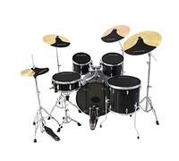 Drum Mute Pad, Drum Silencer Mats Full Set, Red Border Drum Silence Pack, 5 Drum Pads and 4 Cymbal Pads, Drum Practice Pad Set (Combination D)