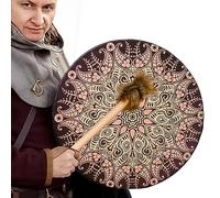 Drum on Frame - Handmade Shaman Drum Decoration 25 cm - Sound Healer Shaman Drum, Leather and Wood Symbol Music The Siberian Drum