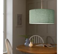 Drum Pendant Lampshade, 35 cm, Sage Green Linen Effect, Easy Fit