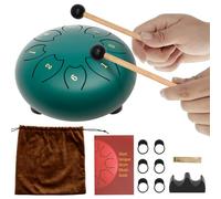 Drum Percussion Steel Drum Kit 6 Inch 8 Notes with Complete Accessories Ethereal Tone Exquisite Texture for Music Lovers (Green)