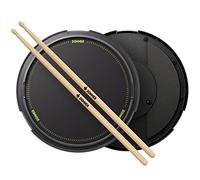 Drum Practice Pad 12 Inches, Donner Quiet Drum Pad with Removable Snare Simulation Built-in 800 Steel Balls, Drum Sticks, 40 Melodics Lessons(Black)
