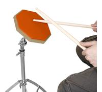 Drum Practice Pad 20.5cm/8in Rubber Silent Drummer Practice Pad with 2 Pairs Drumsticks, Drum Mat for Beginners Professionals (Orange)