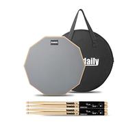 Drum Practice Pad for drumming drum pad and sticks 12 In,Sided With 2 Pairs/4 Maple 5A Drum Sticks & Storage Bag(Gray)