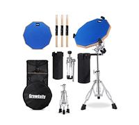 Drum Practice Pad Snare Drum Stand Set 12 In With Blue Double Sided Silent Drum Pad,Drum Dampeners Gel, Drum sticks,Carrying Bag Adjustable Stand(Fits 10''-14'' Drums) (Blue)