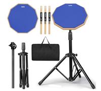 Drum Practice Pad Snare Drum Stand Set 12 In With Double Sided Silent Drum Pad, Drum sticks,Carrying Bag Adjustable Stand (Blue)