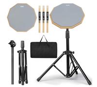 Drum Practice Pad Snare Drum Stand Set 12 In With Double Sided Silent Drum Pad, Drum sticks,Carrying Bag Adjustable Stand (Grey)