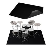 Drum Rug, 3.9Ft x 5.2Ft Drum Mat, Tightly Woven Fabric Electric Drum Carpet with Non-Slip Grip Bottom, Soundproof Rug for Piano, Guitar, Gift for Drummer, Drum Accessories, Black