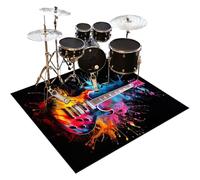 Drum Rug Drum Mat Non Slip Soundproof Carpet 140 x 120 cm, Indoor & Outdoor Drum Carpets for Drummers, Electronic Drum Set Practice Music Rug, Floor Protection Record Pad for Splash Cymbal Stands