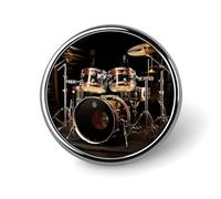 Drum Set Badge Holder Exquisite Round Badge with Picture Pin DIY Button Badges Personalized Metal Button Pin Fashion Brooch Crafts Gifts Clothes Decorative Pins