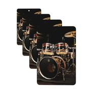 Drum Set Car Air Fresheners 4 Pcs Rectangle Hanging Car Air Freshener Fragrance Scented Cards Auto Mirror Pendant Aromatherapy Tablets For Car Home Office Closet Bathroom