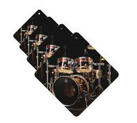 Drum Set Car Air Fresheners 4 Pcs Square Hanging Car Air Freshener Fragrance Scented Cards Auto Mirror Pendant Aromatherapy Tablets For Car Home Office Closet Bathroom