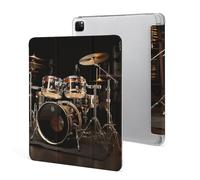 Drum Set Case for iPad Pro 12.9 Inch 2022/2021/2020(6th/5th/4th Gen) Trifold Stand with Pencil Holder, Soft Silicone Shockproof Protective Cover, Slim Lightweight