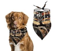 Drum Set Dog Bandanas - Cute Pet Scarf for Dogs Cats Triangle Kerchief Bibs Soft Breathable Pet Bandanas Fashion Accessory for Puppy Small Medium Large Pets