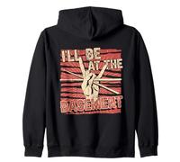 Drum Set | Drumming Drummer | Retro I'll Be In The Basement Zip Hoodie