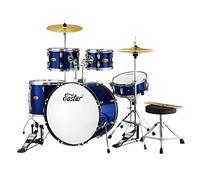 Drum Set Eastar 22 inch for Adults, 5 Piece Full Size Drum Kit Junior Beginner with Pedal Cymbals Stands Stool and Sticks, Metallic Blue