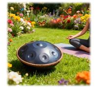 Drum Set For Beginners Handpan Instrument Reiki Shares And Yoga 22 Inches 9/10/12 Notes 432Hz Tongue Drum Hand Pan Drums Mallets And Carry Bag, D Minor(Black,9)