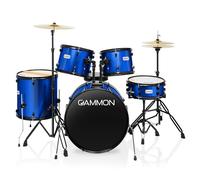 Drum Set Full Size Adult 5-piece Complete Metallic Blue with Cymbals Stands Stool Sticks
