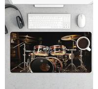 Drum Set Gaming Mouse Pad 12x24 Inch Desk Pad Protector Waterproof Non-Slip Rubber Base Keyboard Mat Extra Large Desktop Mat for Office Home Computer Laptop Table Accessory