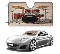 Drum Set-Standard Car Windshield Sun Shade - Reflector Sunshade Offers Ultimate Protection for Car Interior, Cool Reflective Sun Blocker Fits Small Sedans, Mini SUVs 55"x30"