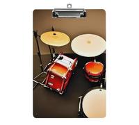 Drum Set-Standard Clipboard 8.5×12.5 Inch Acrylic Clip Board with Metal Clip A4 Letter Size Decorative Clipboard Cute Hanging Clipboards for Office, Teacher, Nurse, Doctor,
