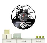 Drum Set Wall Clock - Drums Set Wall Clock Decors | Rock Band Inspired Clock | Black Rock and Roll Wall Clock | Unique Gift for Musical Lovers | Home Decoration for Music Party Favors Decor
