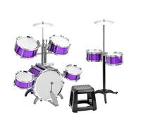 Drum Set with 7 Drums and Stool, Crafted From Thickened Material, Enhanced Drumhead, Musical Interest, Ideal, Easy Assembly for Beginner (Blue)