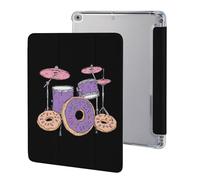 Drum Set with Donuts Printed Tablet Case Compatible with iPad Series Hard Translucent Back Protective Cover