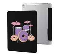 Drum Set with Donuts Printed Tablet Case Compatible with iPad Series Hard Translucent Back Protective Cover