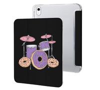 Drum Set with Donuts Printed Tablet Case Compatible with iPad Series Hard Translucent Back Protective Cover