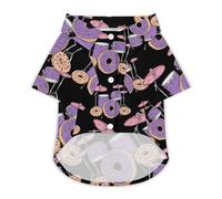 Drum Set with Donuts Summer Hawaiian Dog Shirt Breathable Pet T-Shirts for Small Medium Large Dogs Cats