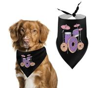 Drum Set with Donuts Triangle Dog Bandana Adjustable Pet Bibs Summer Washable Scarf for Small Medium Large Pets