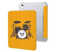 Drum Set with Skull Printed Tablet Case Compatible with iPad Series Hard Translucent Back Protective Cover