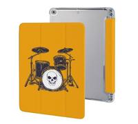Drum Set with Skull Printed Tablet Case Compatible with iPad Series Hard Translucent Back Protective Cover