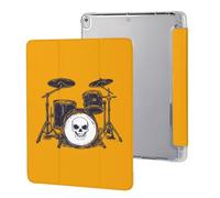Drum Set with Skull Printed Tablet Case Compatible with iPad Series Hard Translucent Back Protective Cover