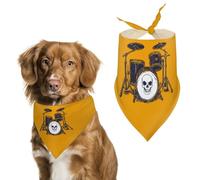 Drum Set with Skull Triangle Dog Bandana Adjustable Pet Bibs Summer Washable Scarf for Small Medium Large Pets