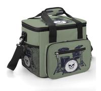 Drum Set with Skull Waterproof Insulated Lunch Bag with Handle