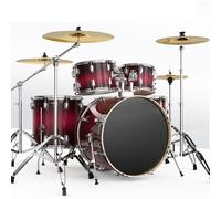 Drum Sets, 5-Piece Full Size Complete Adult Drum 5 drums 4 cymbals for beginners to practice professional performance(A)