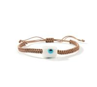 Drum Shaped Eye Glass Bead Adjustable Cotton Cord Jewelry for Women Summers Red Cord Malocchio Bead Bangle Eye Beaded Bangle
