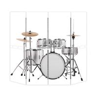 Drum Shield | Portable 4-Panel 2ft x5ft Acrylic Sound Barrier | Full-Length Stainless Steel Hinges | Drum Cage for Home, Church, Practice & Performances. (4 panels)