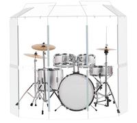 Drum Shield | Portable 5-Panel 2ft x5ft Acrylic Sound Barrier w/Deflectors | Converts to 2ftx6ft | Full-Length Stainless Steel Hinges | Drum Cage for Home, Church, Practice & Performances.